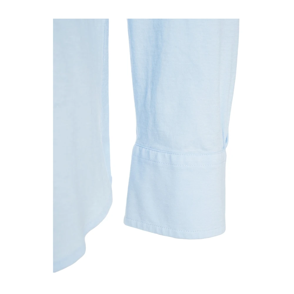 Paolo Pecora Blauw Jersey Shirt met Spreid Kraag Blue Heren