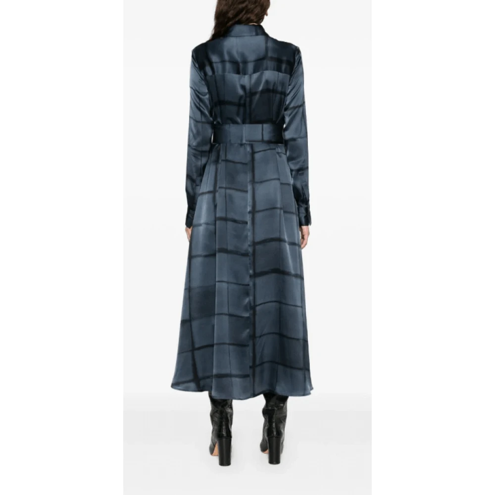 Kiton Navy Blue Zijden Maxi Jurk Blue Dames