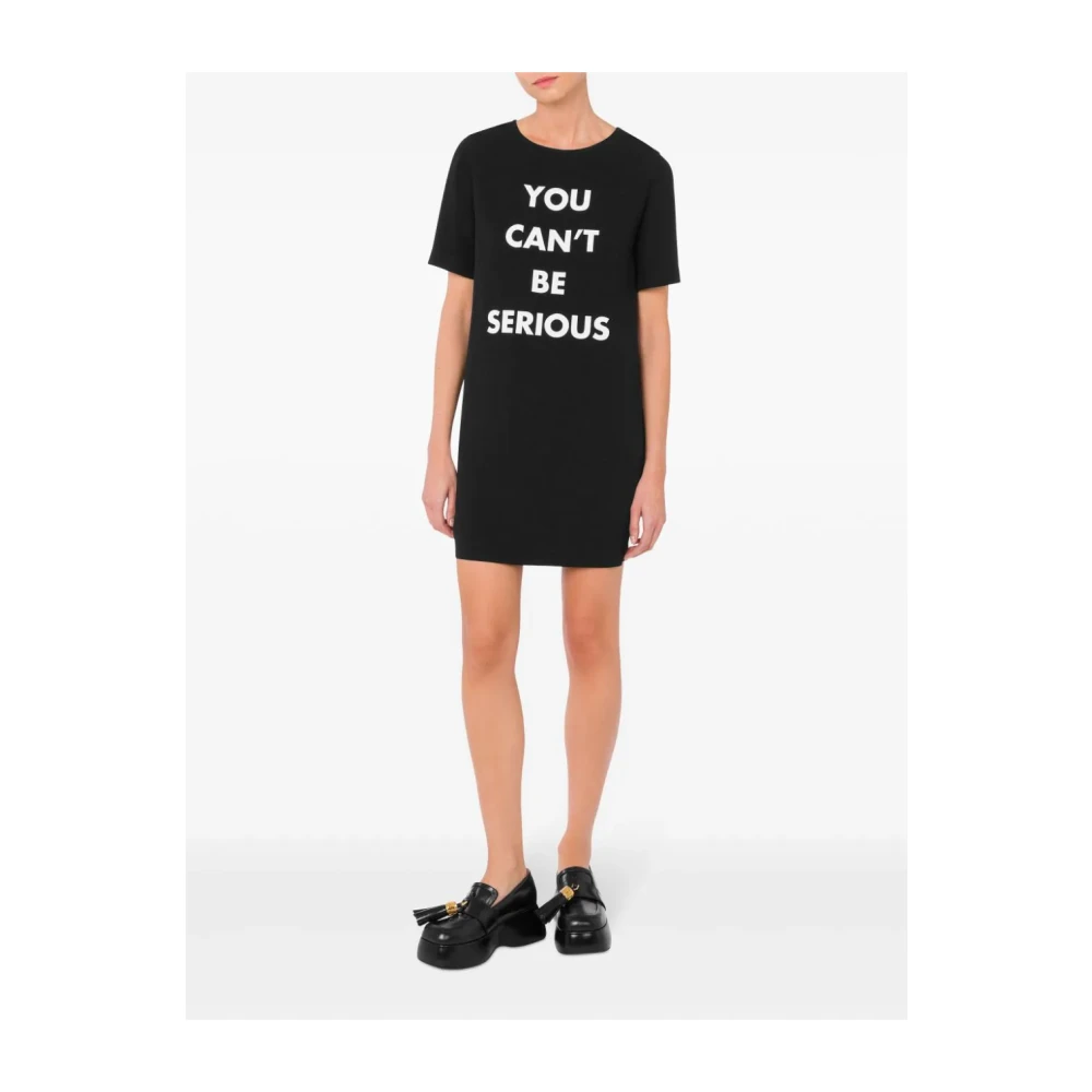 Moschino Zwarte jurken met You Can't Be Serious Print Black Dames