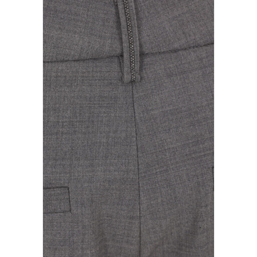 BRUNELLO CUCINELLI Slim Fit Wol Cigarettebroek Gray Dames