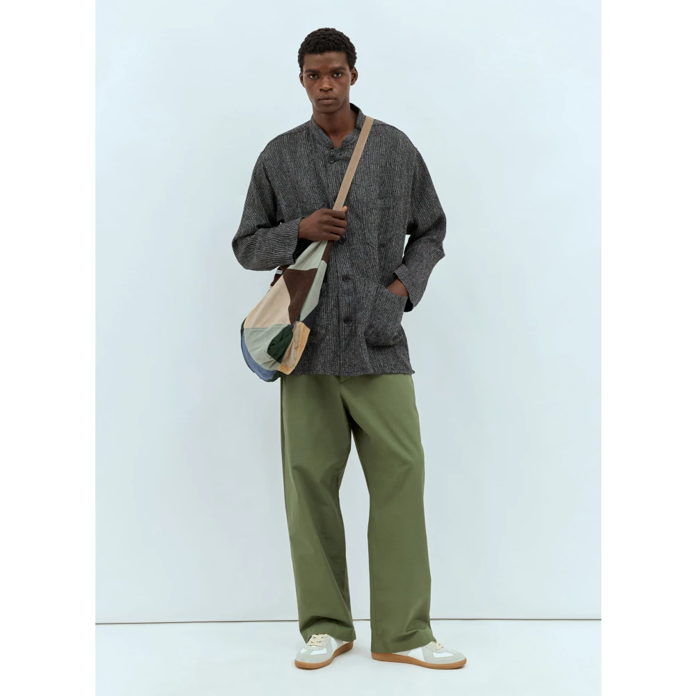 Engineered Garments Gestreepte Linnen Hemd met Kraag Gray Heren