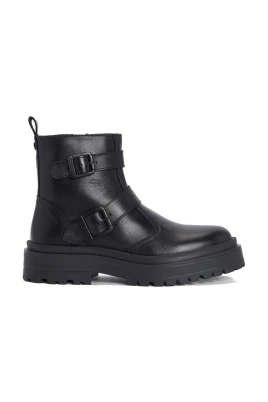 Dubbelspänne Chelsea Boots Svart läder