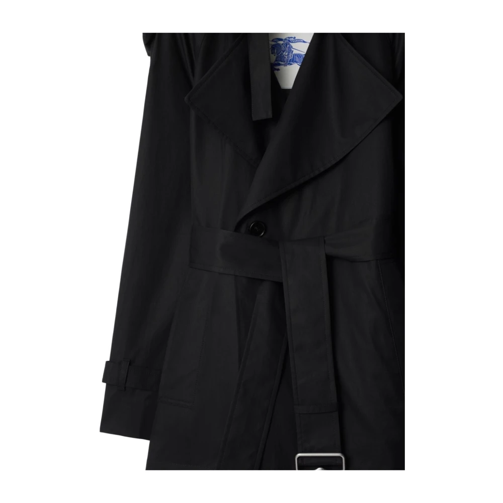 Burberry Zwarte Katoenen Trenchcoat Black Dames