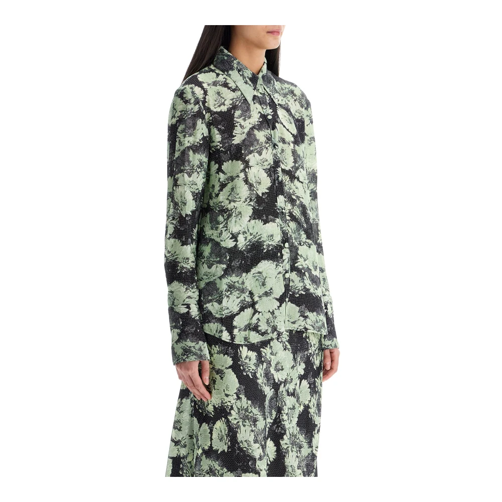 TORY BURCH Bloemenprint Viscose Shirt Green Dames