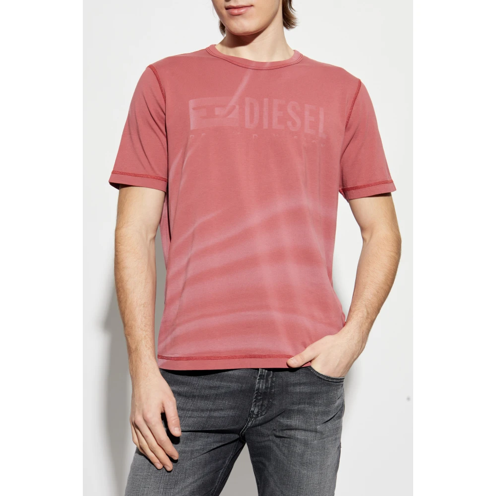 Diesel T-shirt T-Adjust-R13 Pink Heren
