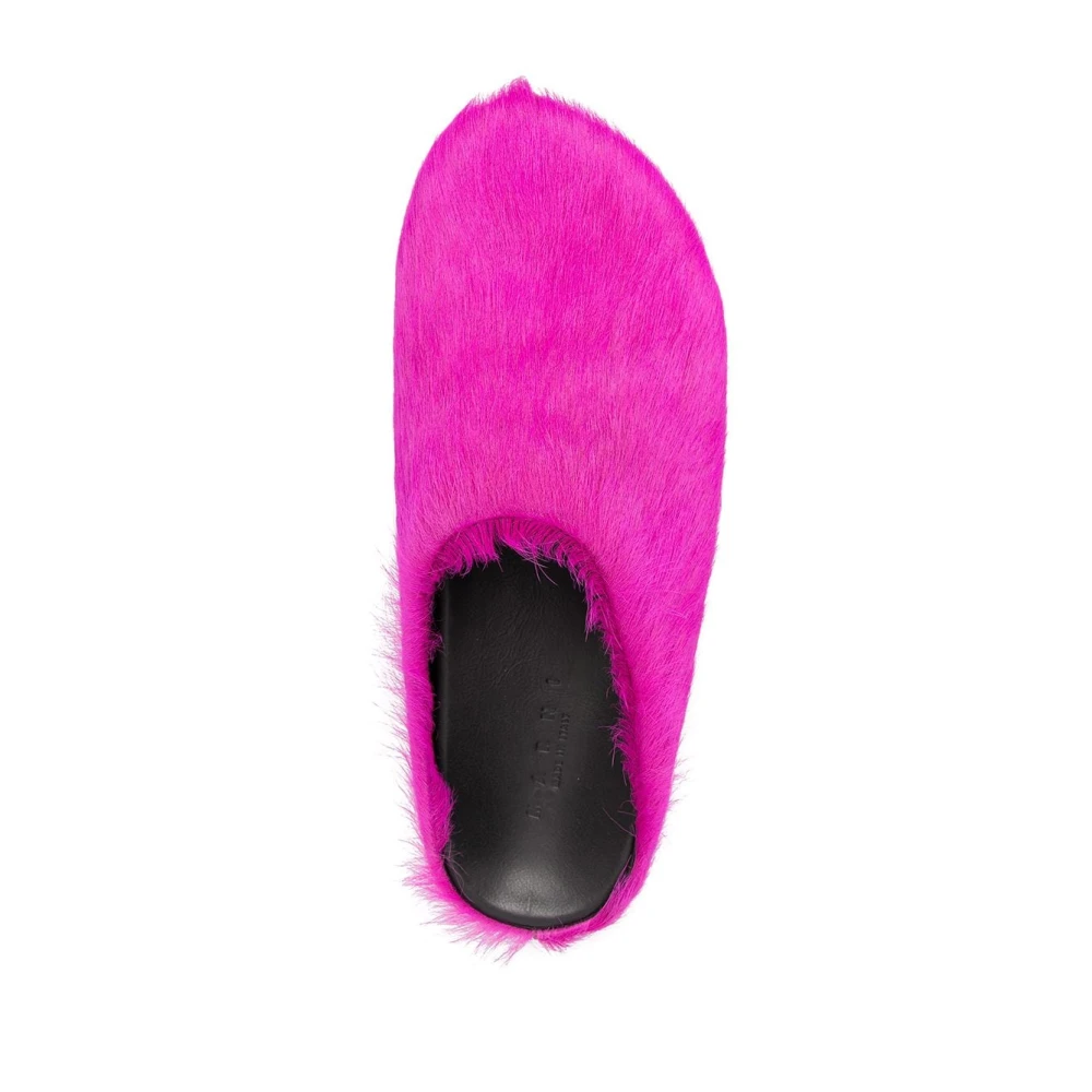 Marni Roze platte schoenen met Fur Fussbett Sabot Pink Heren