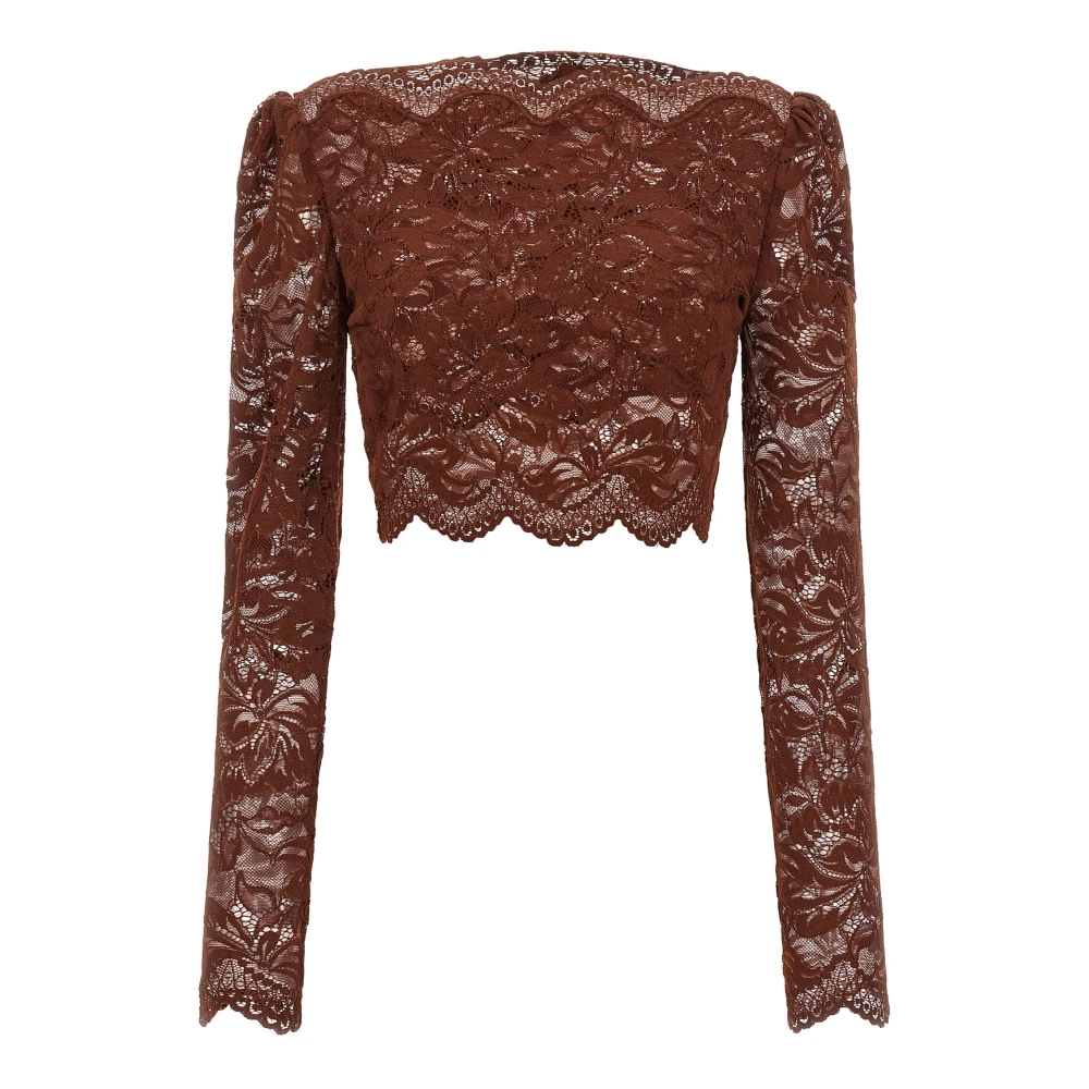 Rabanne Women's Brown Lace Crop Top