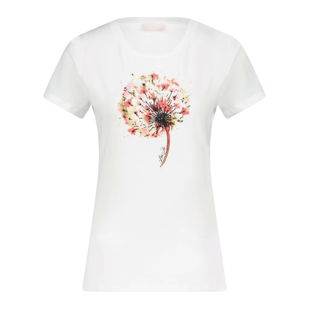 Liu Jo Bedrukt Rhinestone T-shirt White Dames