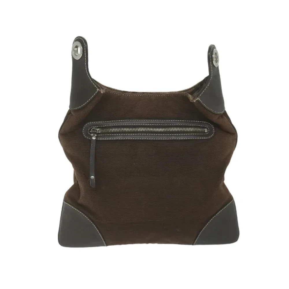 Burberry Vintage Pre-owned Cotton shoulder-bags Brown Dames