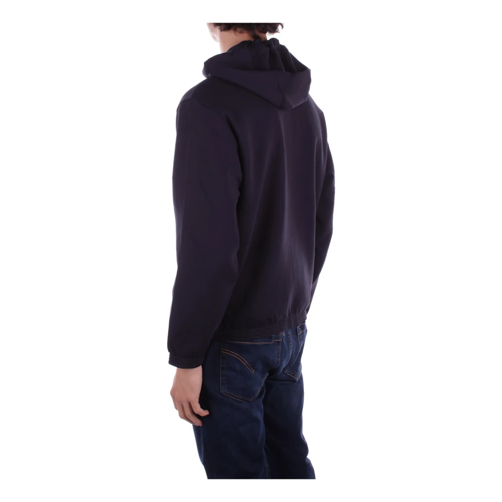 Emporio Armani Blauwe Hoodie Logo Rits Zakken Blue Heren