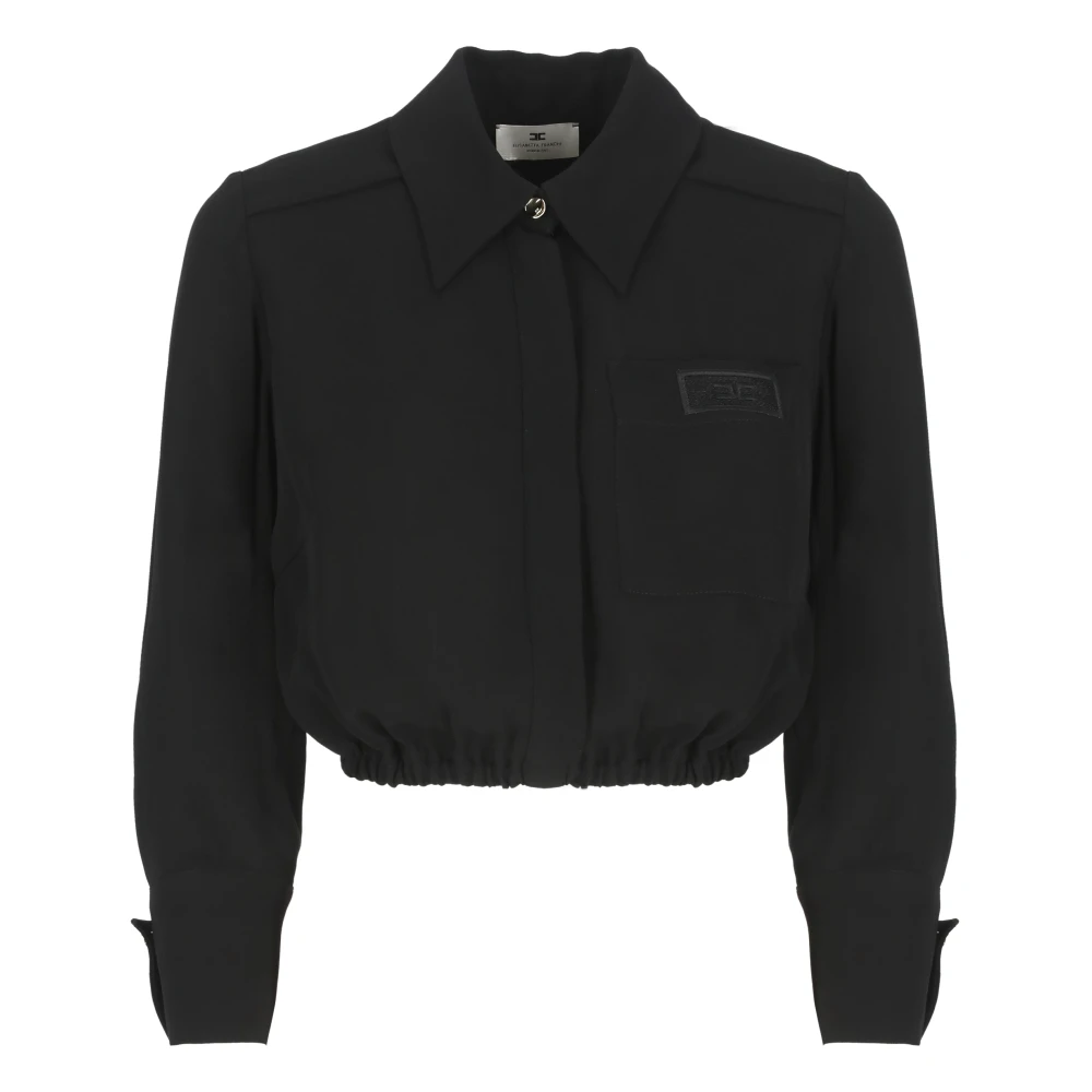 Elisabetta Franchi Zwarte Viscose Shirt met Kraag Black Dames