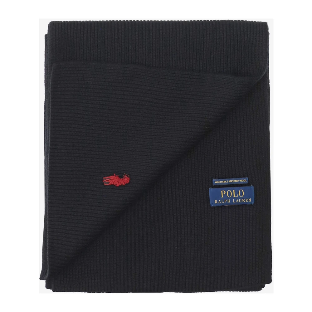 Polo Ralph Lauren Zwart Wol Logo Sjaal Black Heren