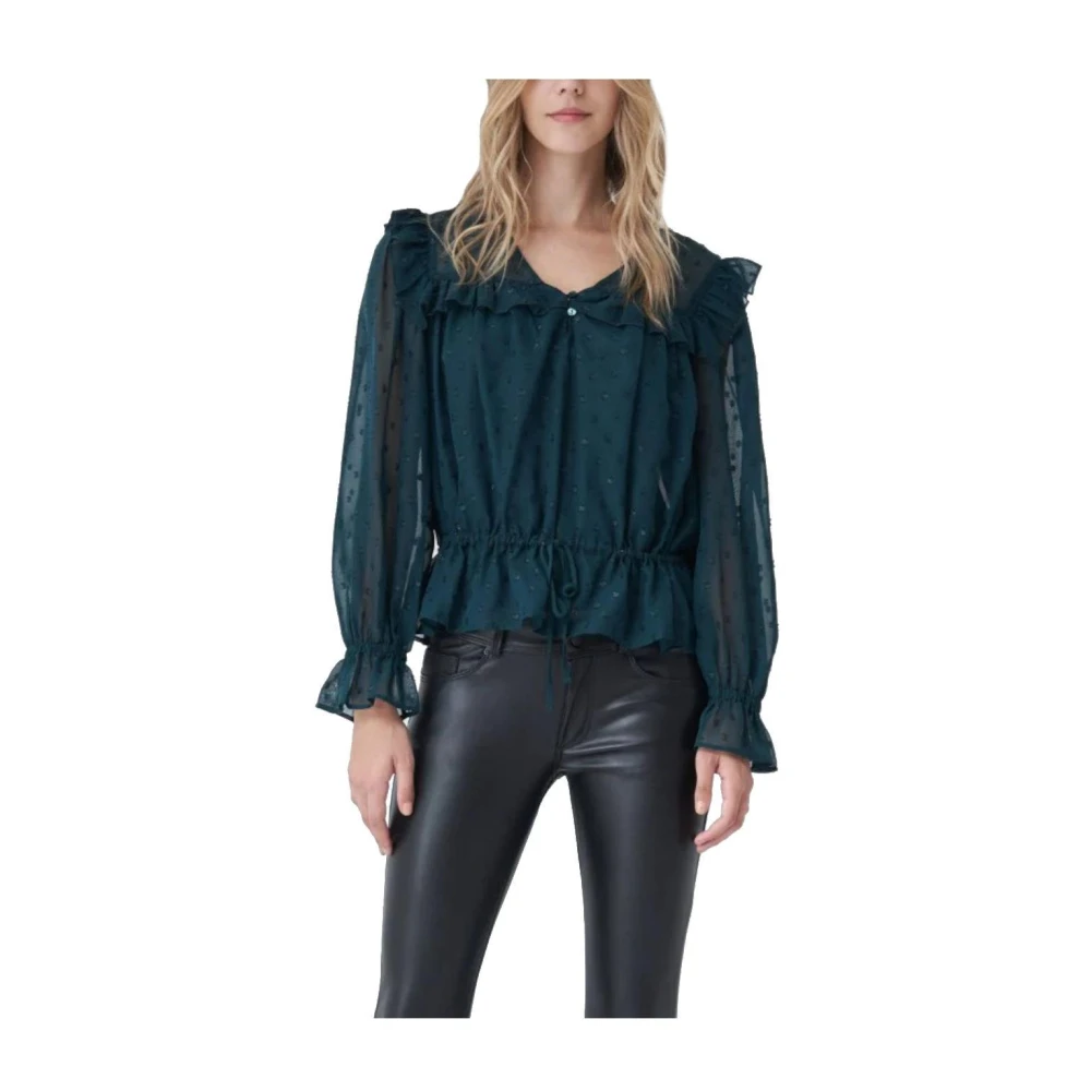 Salsa Groene Ruches Blouse V-hals Green Dames