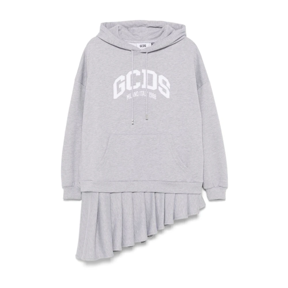 Gcds Grijze Lounge Logo Hoodie Mini Jurk Gray Dames