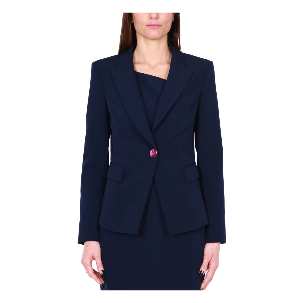 Liu Jo Blauwe Technische Stof Blazer Jas Blue Dames