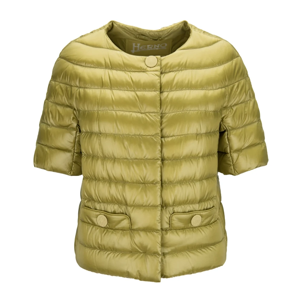 Herno Kort donsjack met automatische knoop Green Dames