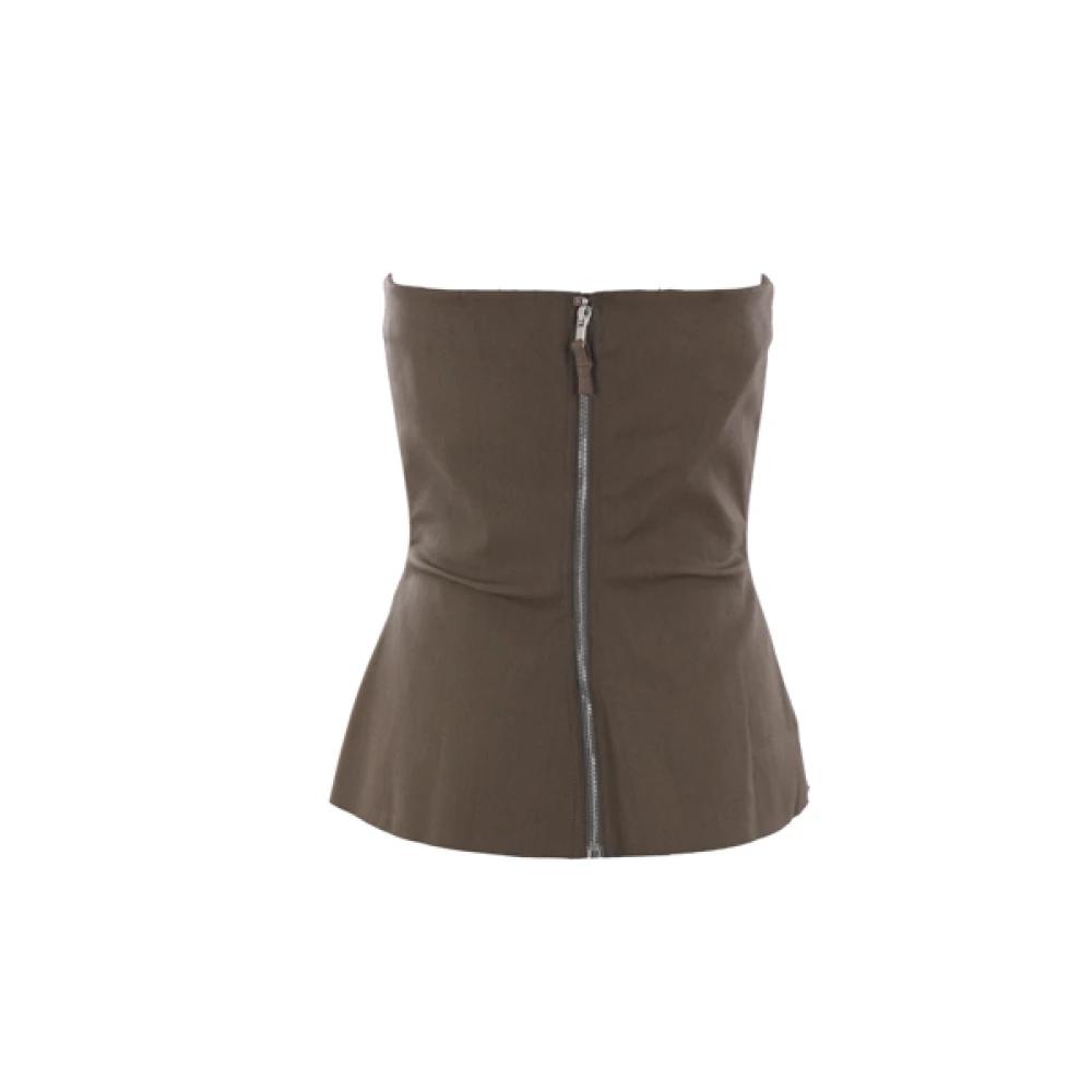 Rick Owens Groene Hars Denim Bustier Top Brown Dames