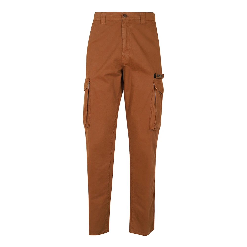 Aspesi Cargo Field Broek in Gewassen Katoen Brown Heren