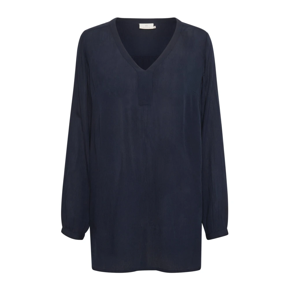 Kaffe Donna Blu Tunica Con Scollo A V Amber - Immagine 2