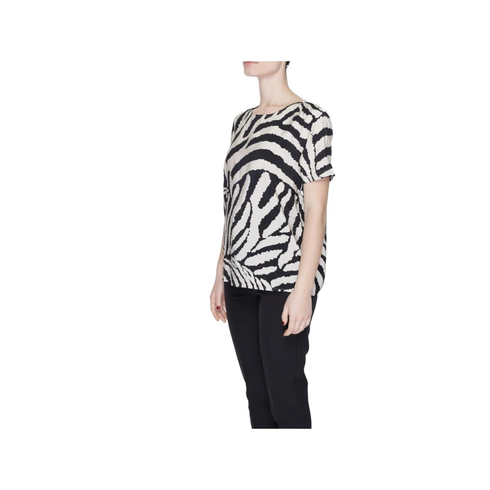 Jacqueline de Yong Beige Zebra Print Top Korte Mouw Beige Dames