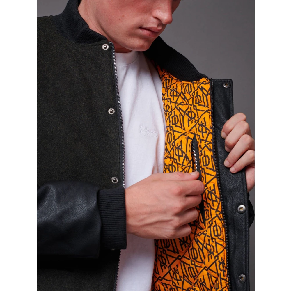 Dolly Noire Corporate Bomber Zwart Wol Leer Black Heren