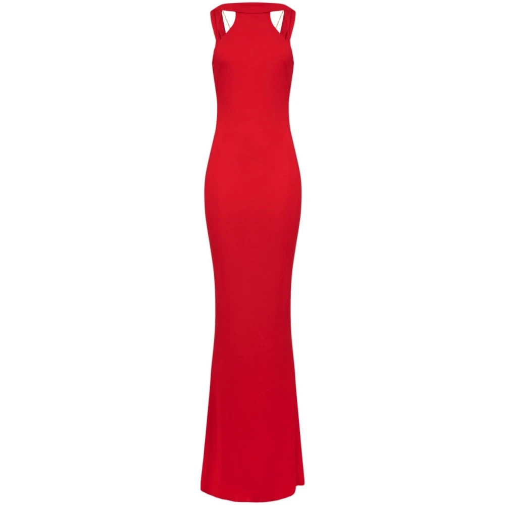 Elisabetta Franchi Rode Halternek Maxi Jurk Statement Red Dames