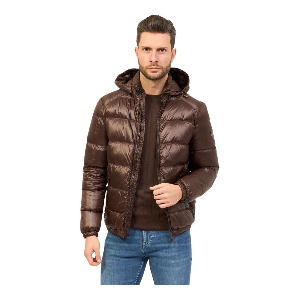 YES ZEE Gewatteerde jas met capuchon voor heren Brown Heren