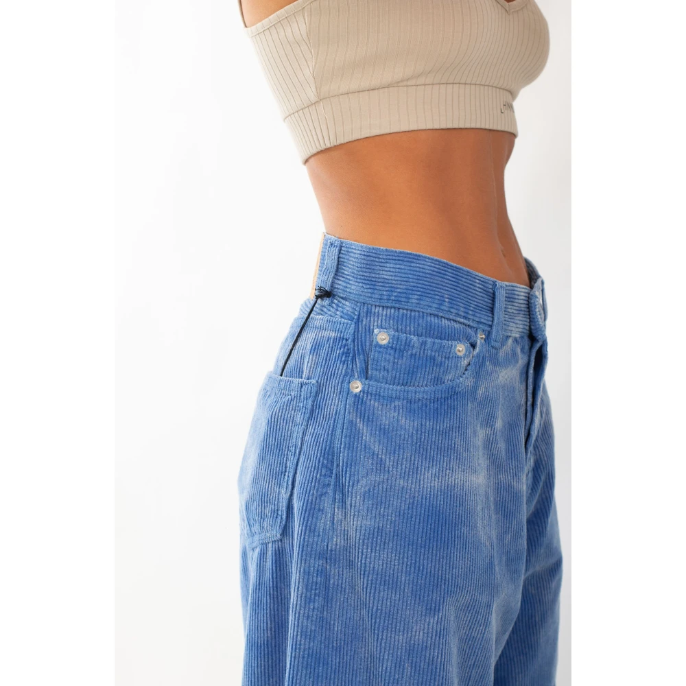 Haikure Velvet Washed Loose Jeans Blue Dames