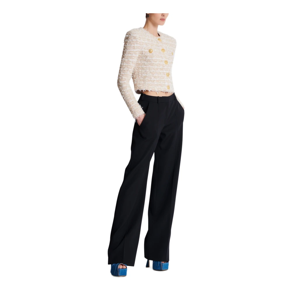 Balmain Cropped Tweed Jas Yellow Dames