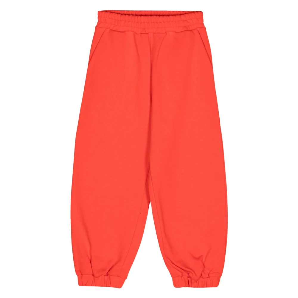 Fendi Unisex Red Logo Joggers Stylish Cotton Pants