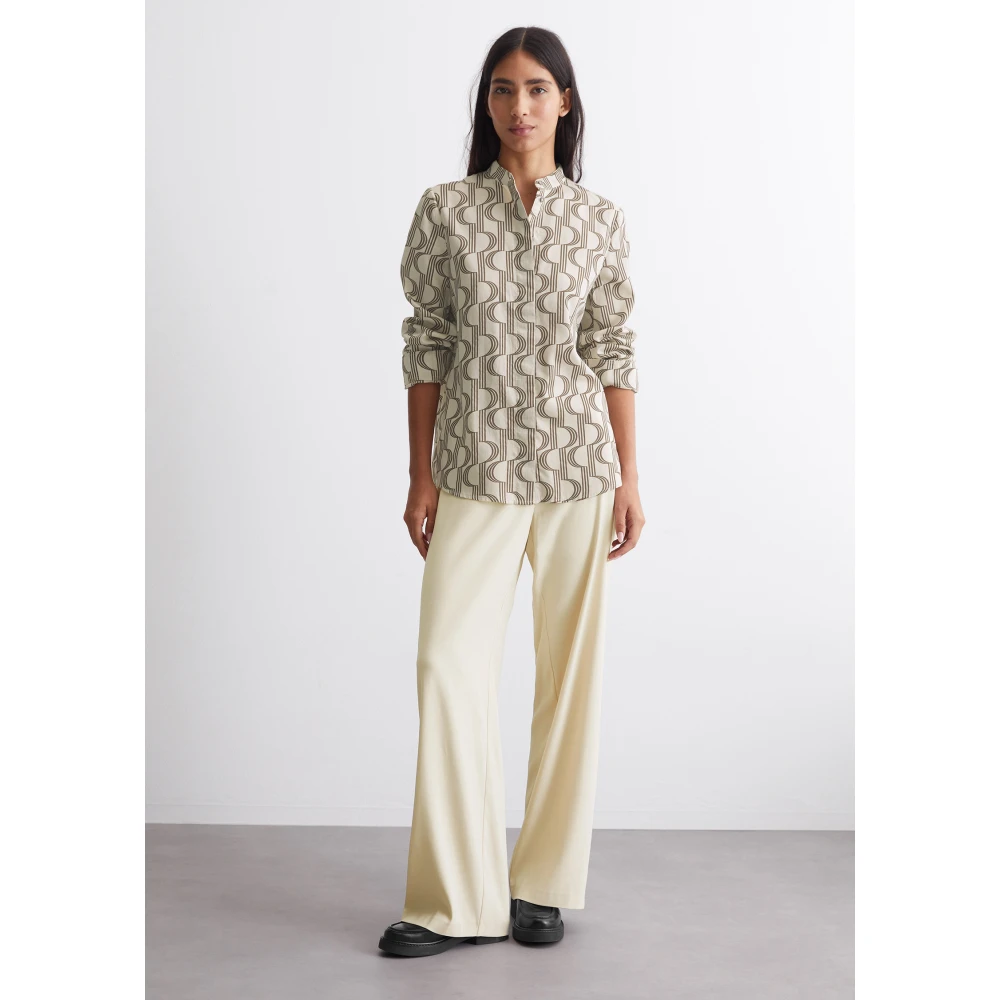 Marc O'Polo Blouse met norHeren opstaande kraag Beige Dames