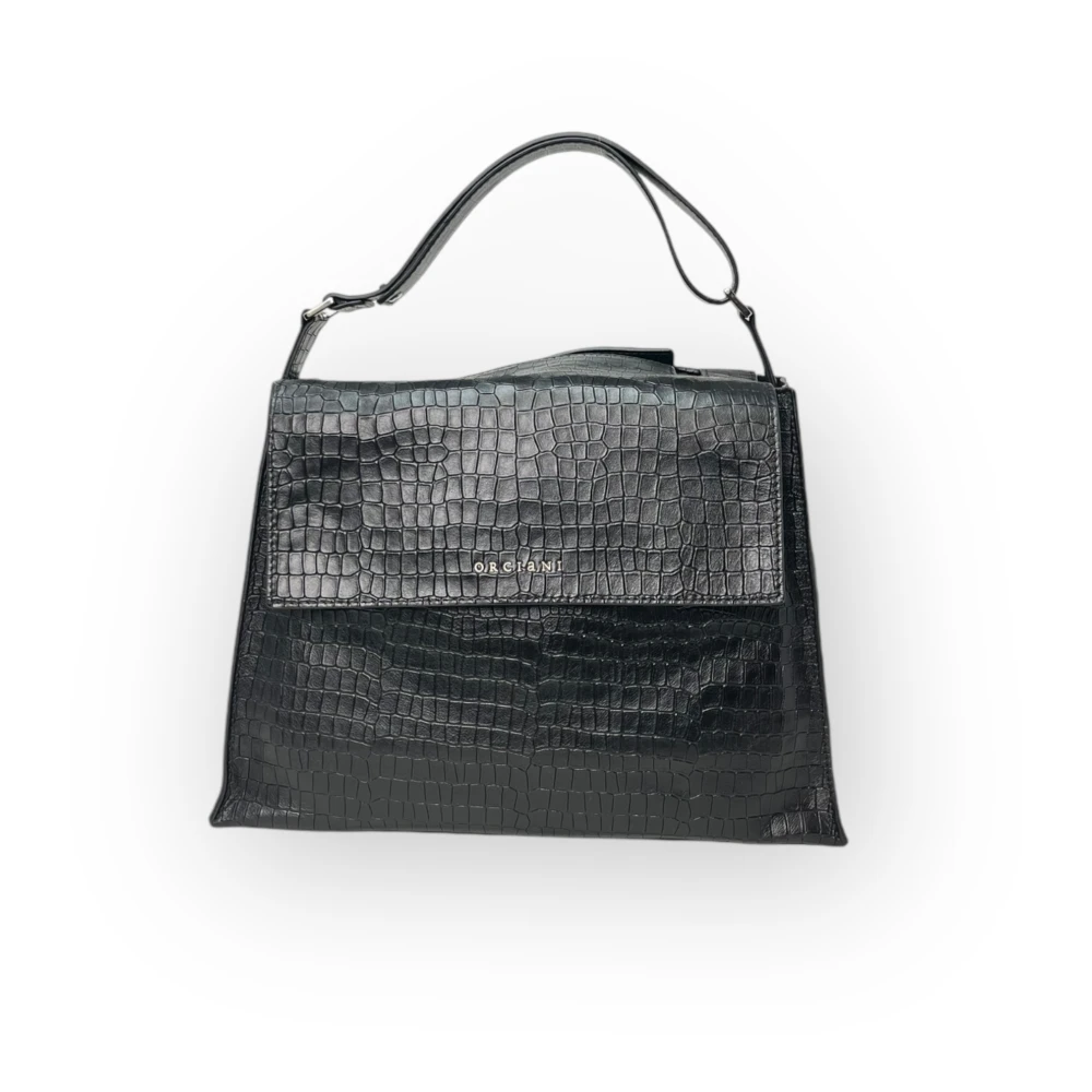 Orciani Schoudertas in Cocco Nappa Leer Black Dames