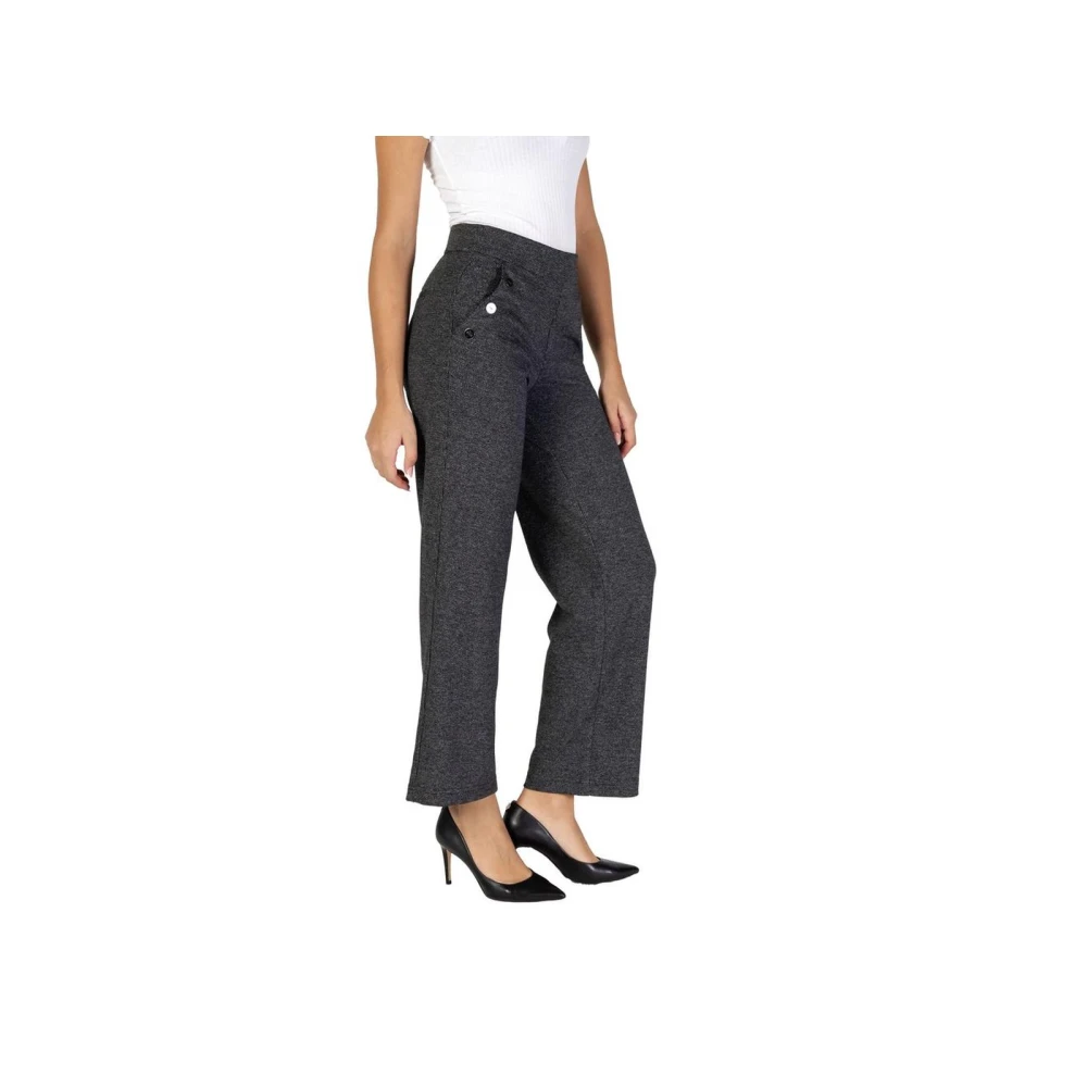 Street One Zwarte Hoge Taille Wijde Pijpen Broek Black Dames