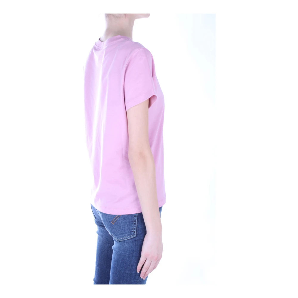 pinko Logo Front T-shirt in Roze Katoen Pink Dames