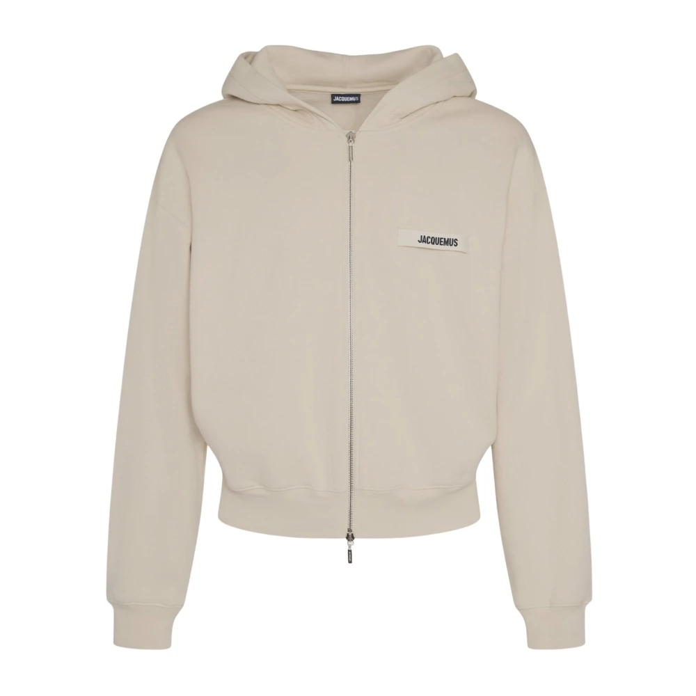 Jacquemus Katoenen Zip Hoodie Gros Grain Stijl Beige Heren