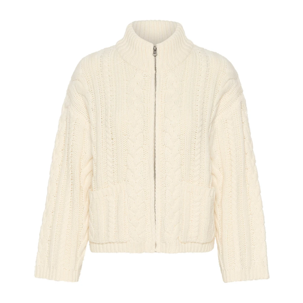 Kaffe Gebreide Cardigan met Turtledove Patroon Beige Dames