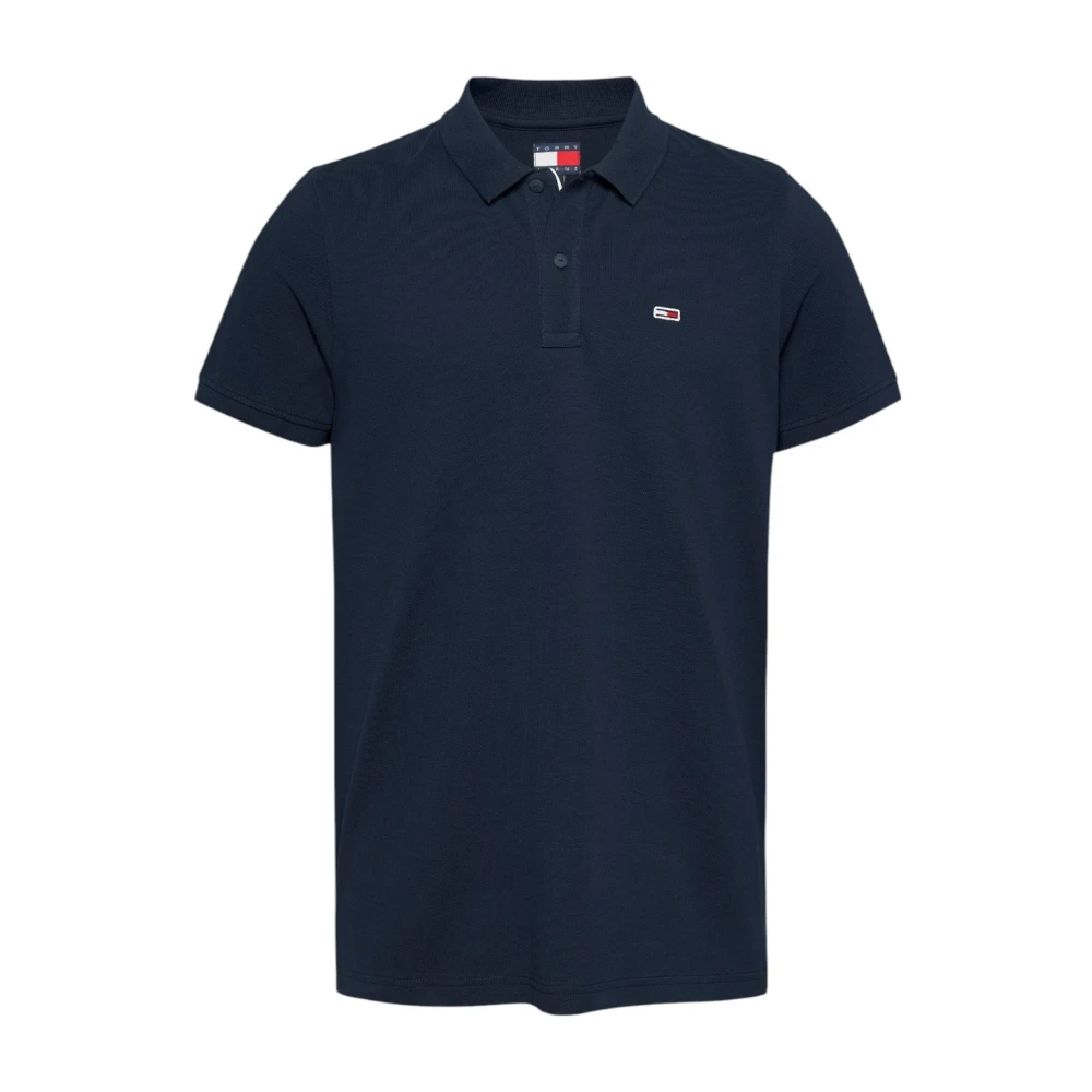 Tommy Jeans Blauwe Effen Polo Shirt Lente Zomer Blue Heren