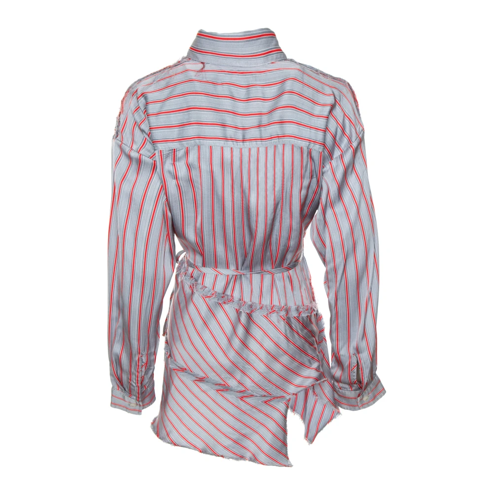 Diesel Asymmetrische Wikkelblouse met Strepen Gray Dames