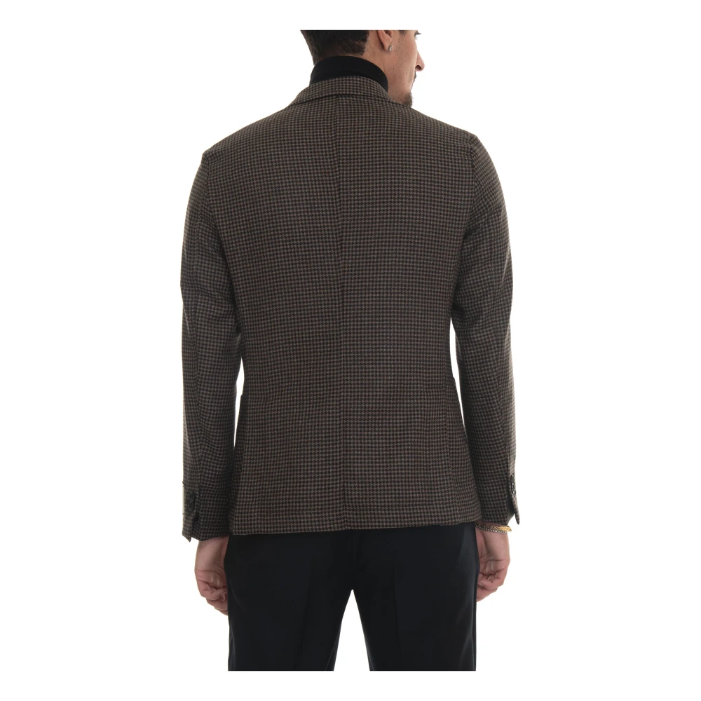 Paoloni Houndstooth Slim Fit Wool Jacket Multicolor Heren
