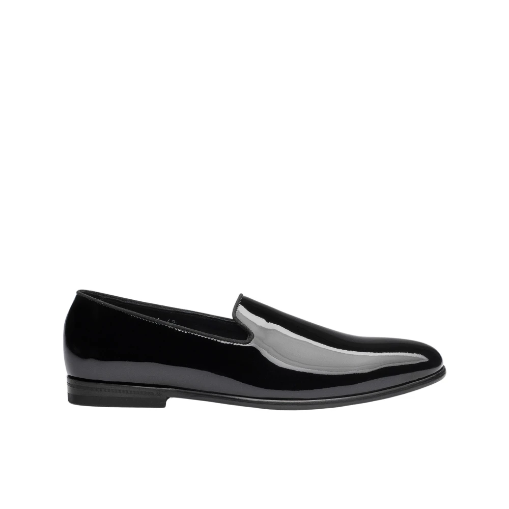 Doucal's Black Patent Slip On Shoes - Male - Loafers - 9 Uk - Shoes