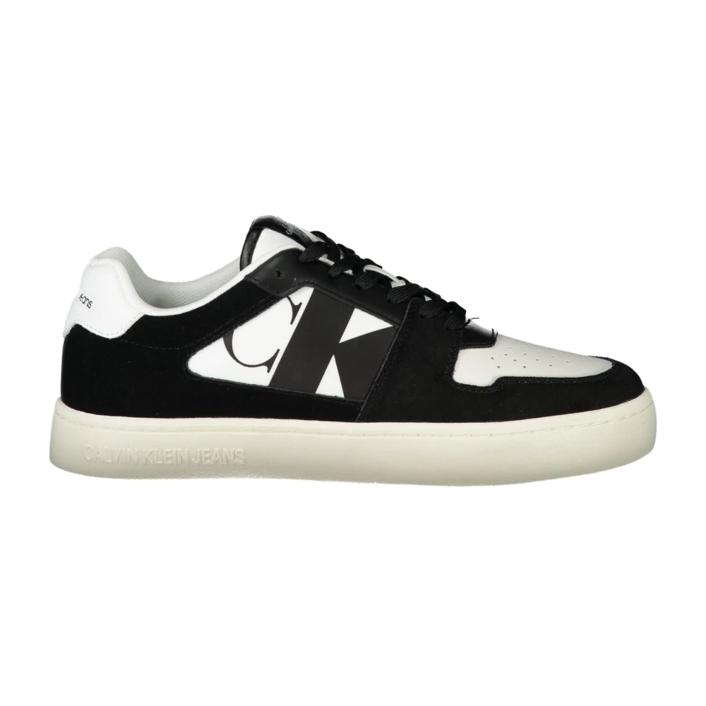 Calvin Klein Men's Black Sneakers, 10 Uk, Sporty White Trainers With Details