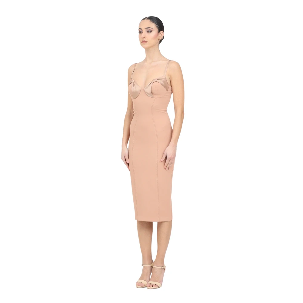 Elisabetta Franchi Midi jurk met hartvormige halslijn Beige Dames