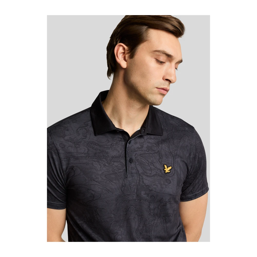 Lyle & Scott SS Polo Shirts Contour Gedrukt poloshirt Black Heren