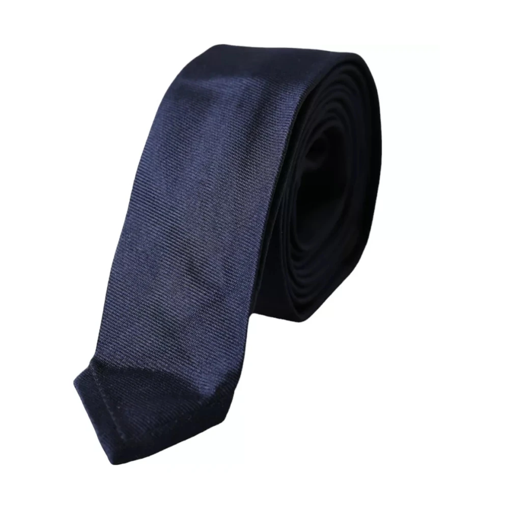 Dolce & Gabbana Donkerblauwe zijden stropdas met verstelbare lengte Blue Heren
