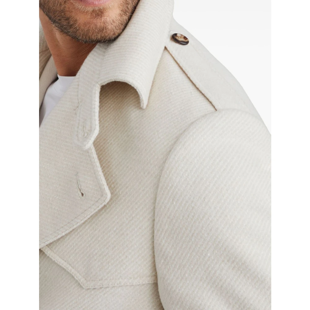 BRUNELLO CUCINELLI Witte Wollen Streepjas White Heren