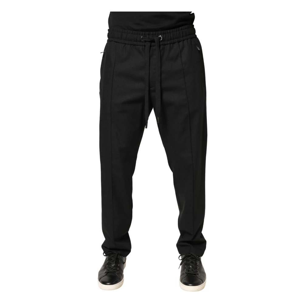 Dolce & Gabbana Men's Black Wool Skinny Jogger Trouser Pants