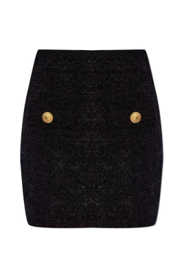 Svart Tweed Minikjol med Gulddetaljer