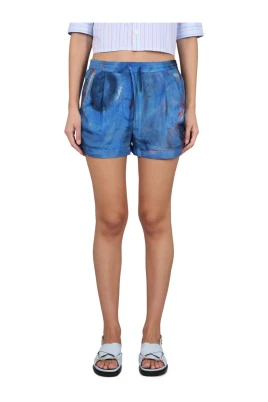 Abstract Print Drawstring Waist Shorts