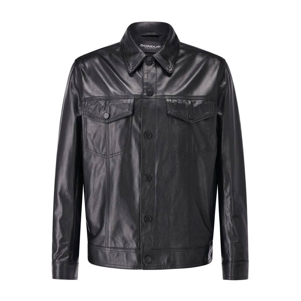 Dondup Leren overhemdjasje Black Heren