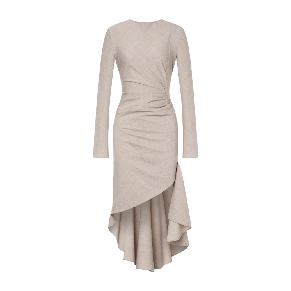 Philosophy di Lorenzo Serafini Grijze Wollen Blend Ruche Jurk Gray Dames